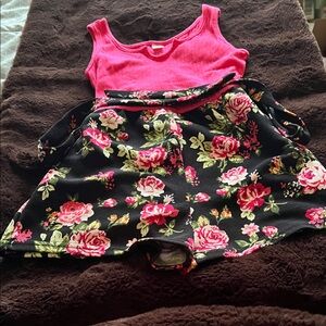 SHEIN Pink and Black Floral Kids Bodysuit